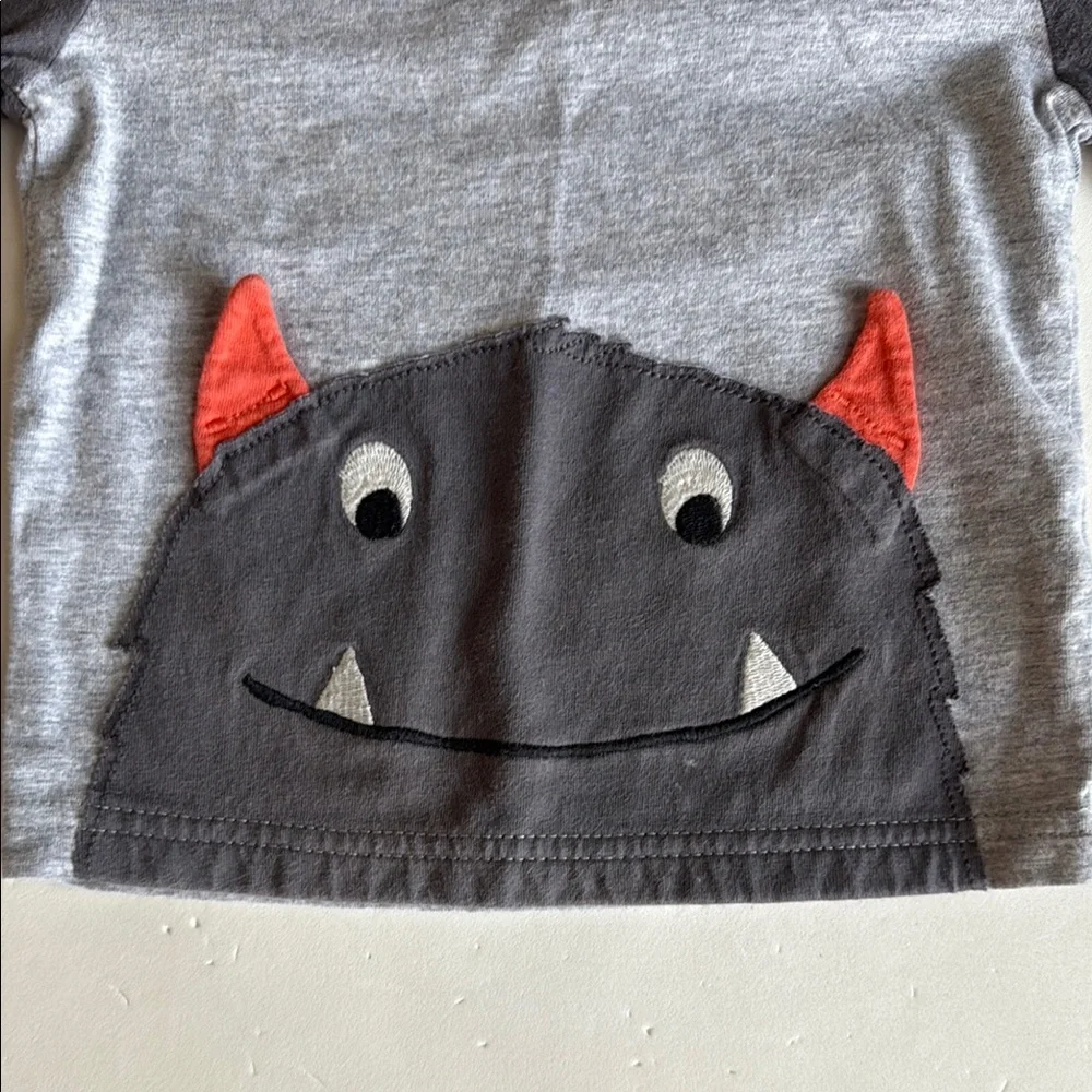 Carter’s Monster Graphic Long Sleeve Shirt - Gray and Red Boys 12 Months